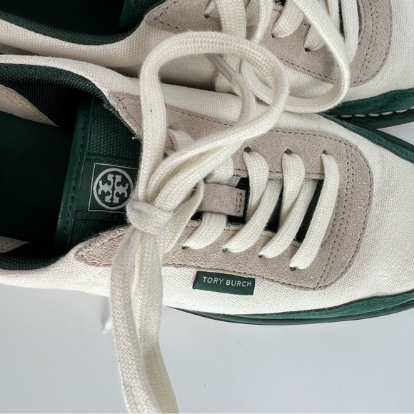 TORY BURCH Mineral Green Ivory Canvas Marina Boat Sneaker 8M - Picture 8 of 11